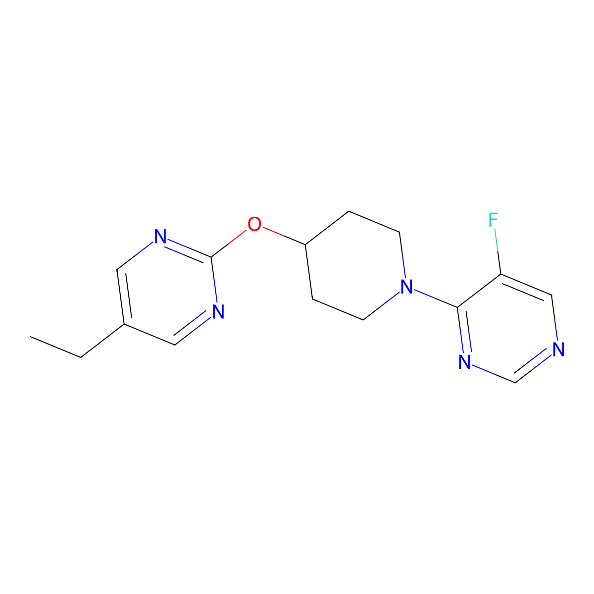 4-{4-[(5-Ethylpyrimidin-2-yl)oxy]piperidin-1-yl}-5-fluoropyrimidine molecular structure, CAS 2380172-82-5