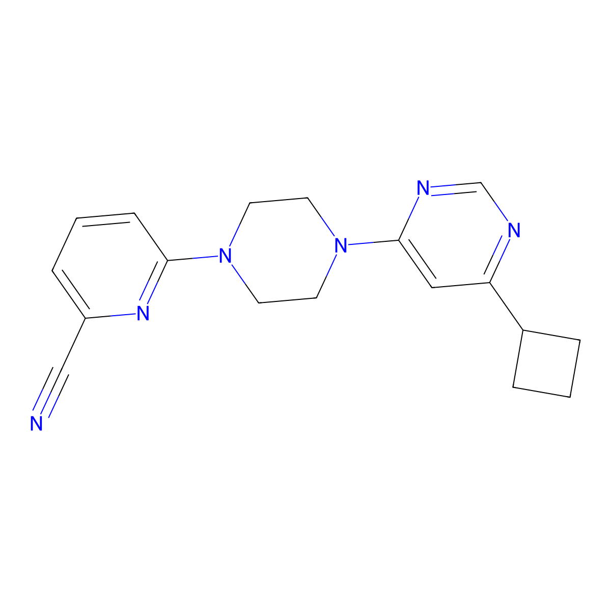 6-[4-(6-Cyclobutylpyrimidin-4-yl)piperazin-1-yl]pyridine-2-carbonitrile molecular structure, CAS 2380172-85-8