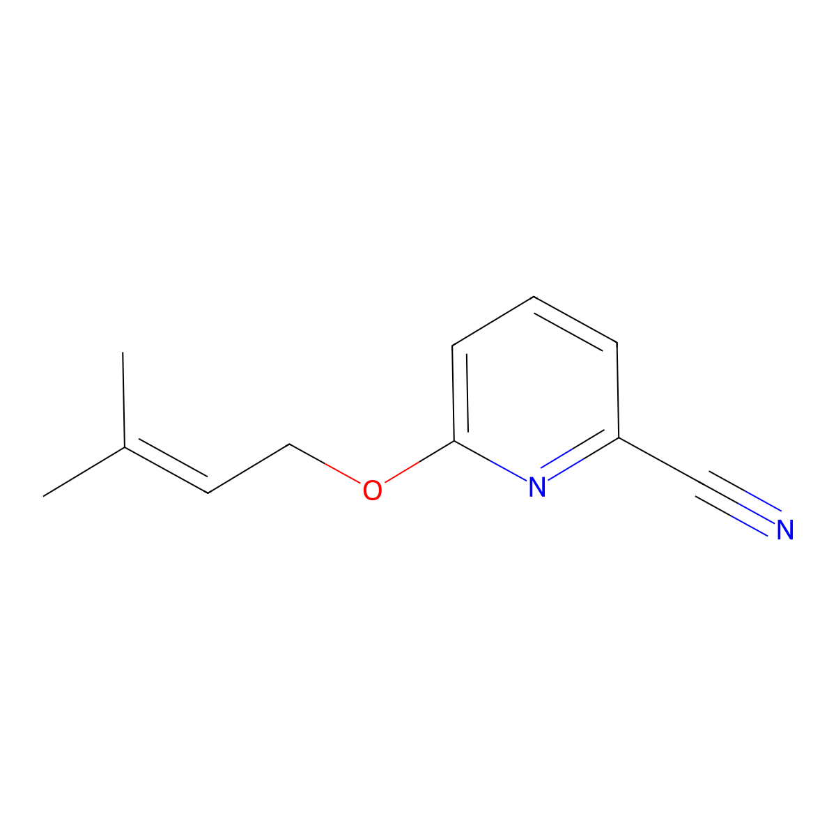 6-[(3-Methylbut-2-en-1-yl)oxy]pyridine-2-carbonitrile molecular structure, CAS 2380172-86-9