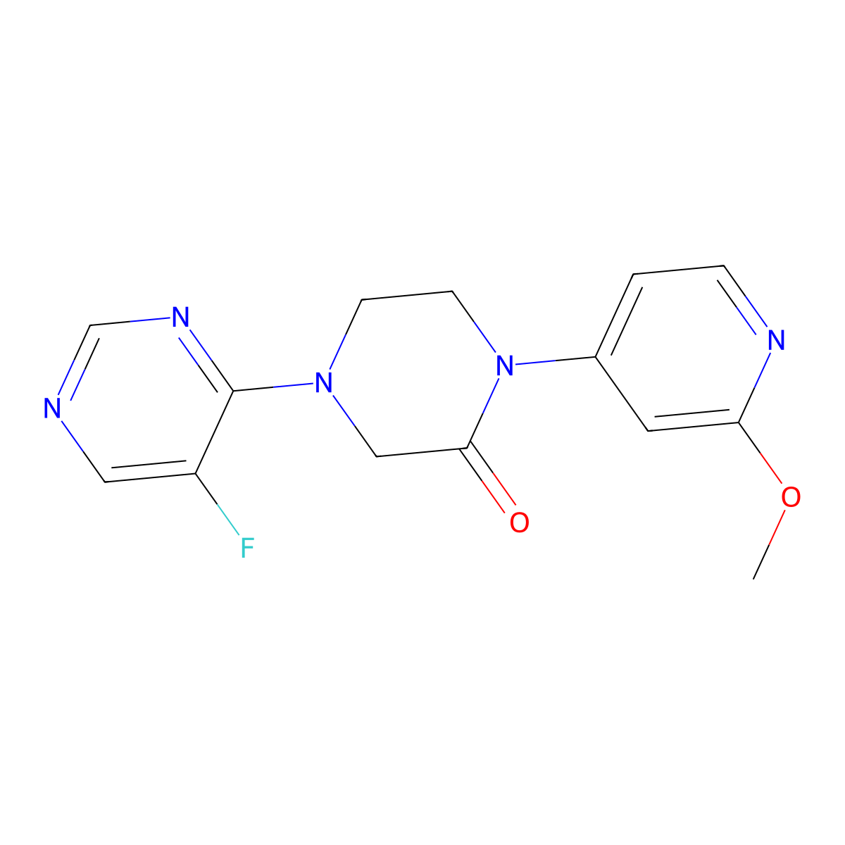 4-(5-Fluoropyrimidin-4-yl)-1-(2-methoxypyridin-4-yl)piperazin-2-one molecular structure, CAS 2380172-89-2
