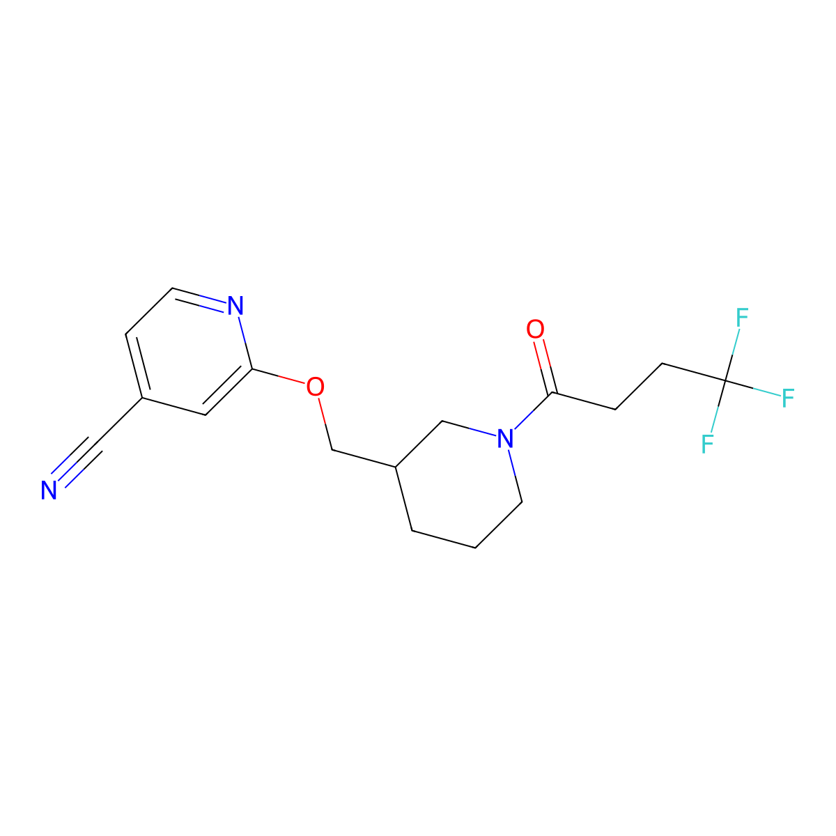 2-{[1-(4,4,4-Trifluorobutanoyl)piperidin-3-yl]methoxy}pyridine-4-carbonitrile molecular structure, CAS 2380172-93-8
