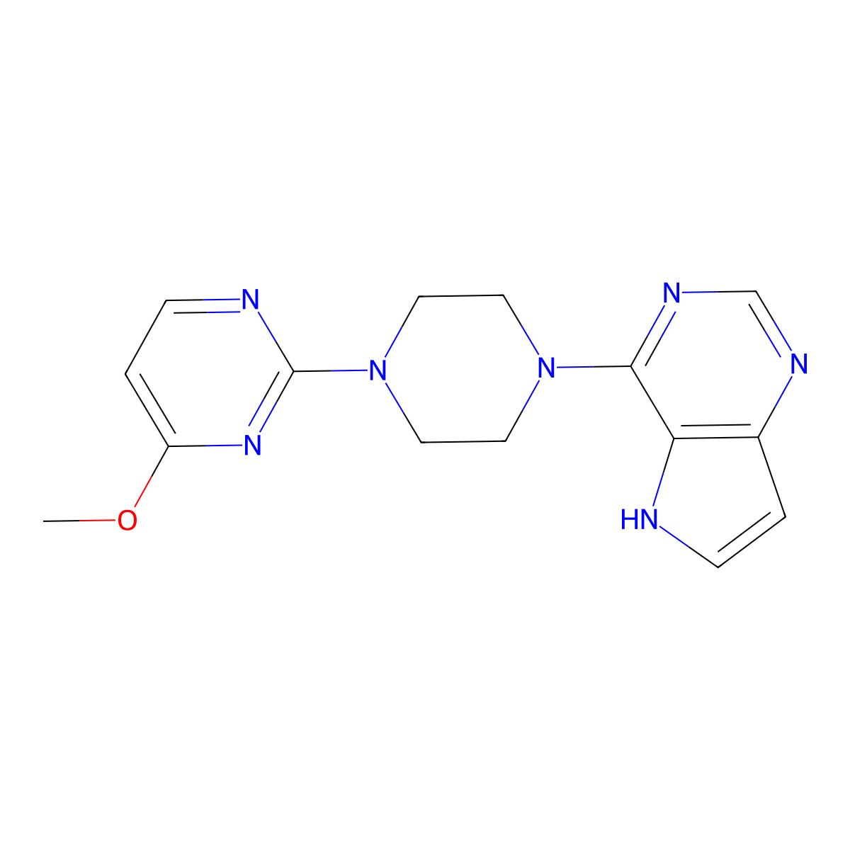 4-methoxy-2-(4-{5H-pyrrolo[3,2-d]pyrimidin-4-yl}piperazin-1-yl)pyrimidine molecular structure, CAS 2380172-96-1