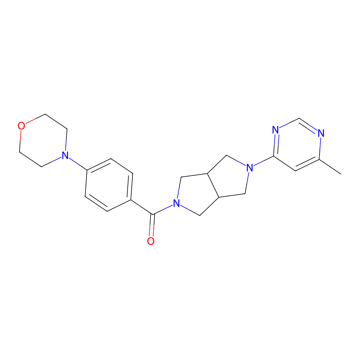 4-{4-[5-(6-Methylpyrimidin-4-yl)-octahydropyrrolo[3,4-c]pyrrole-2-carbonyl]phenyl}morpholine molecular structure, CAS 2380172-99-4
