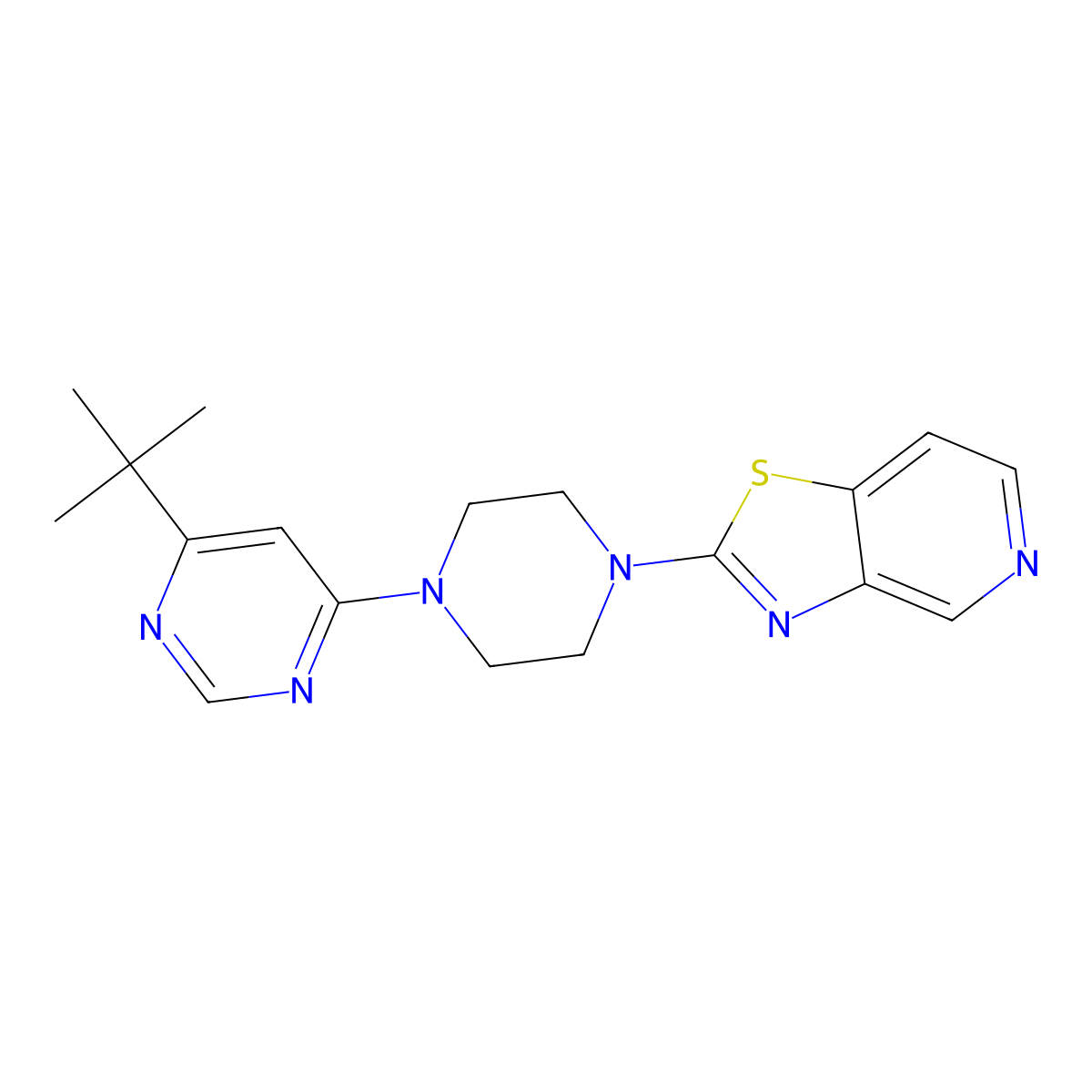 4-Tert-butyl-6-(4-{[1,3]thiazolo[4,5-c]pyridin-2-yl}piperazin-1-yl)pyrimidine molecular structure, CAS 2380173-01-1