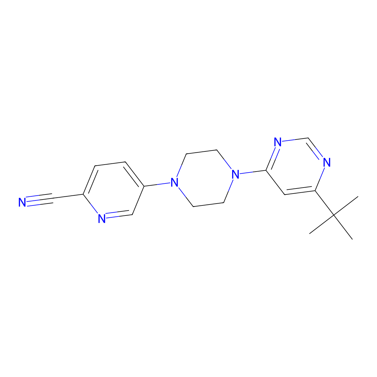 5-[4-(6-Tert-butylpyrimidin-4-yl)piperazin-1-yl]pyridine-2-carbonitrile molecular structure, CAS 2380173-05-5