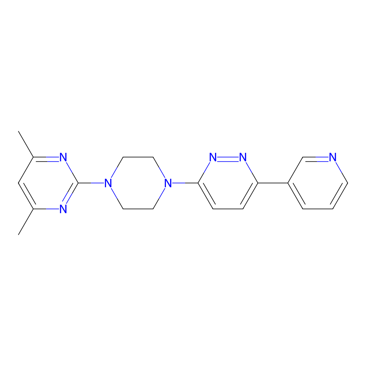 4,6-Dimethyl-2-{4-[6-(pyridin-3-yl)pyridazin-3-yl]piperazin-1-yl}pyrimidine molecular structure, CAS 2380173-06-6