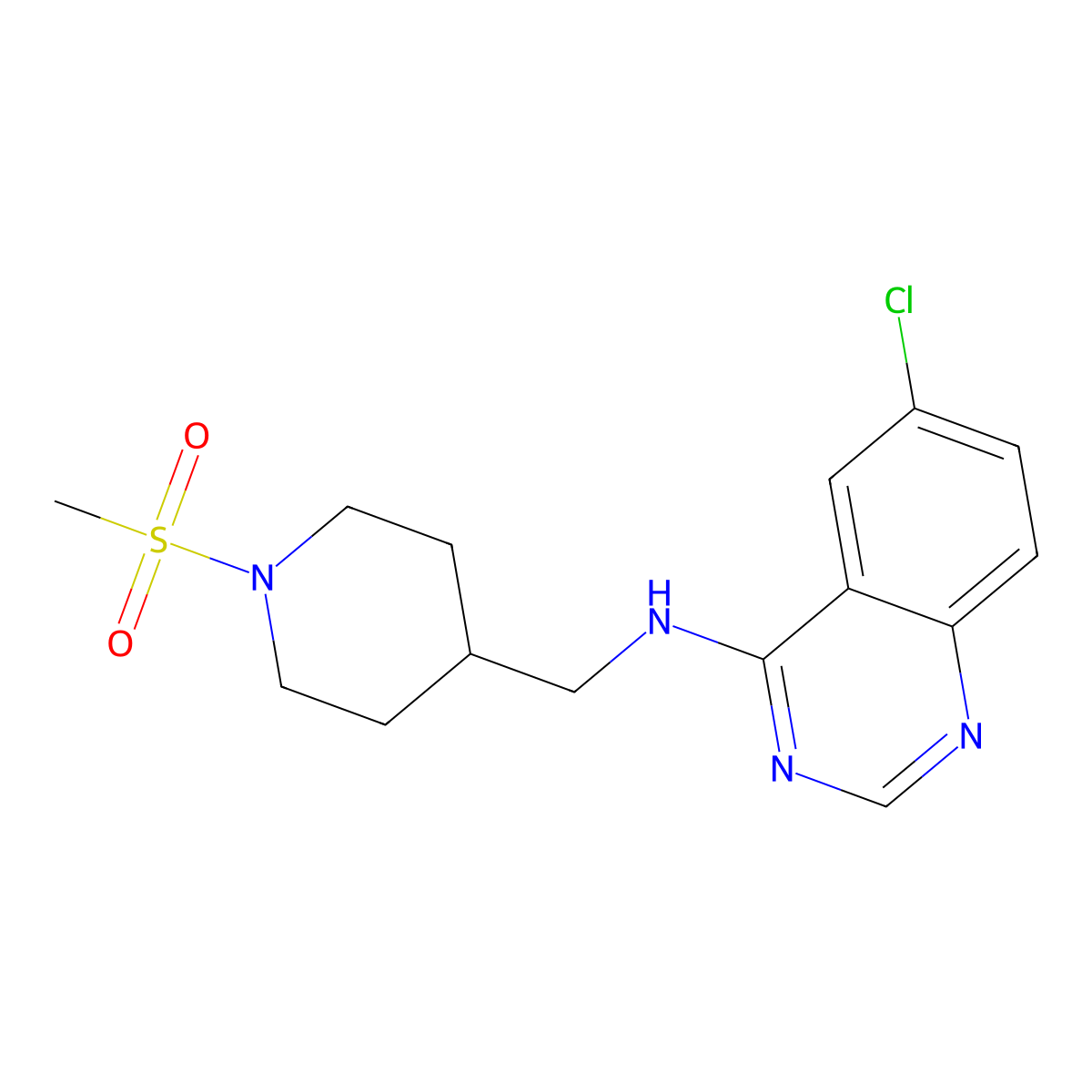 6-chloro-N-[(1-methanesulfonylpiperidin-4-yl)methyl]quinazolin-4-amine molecular structure, CAS 2380173-07-7