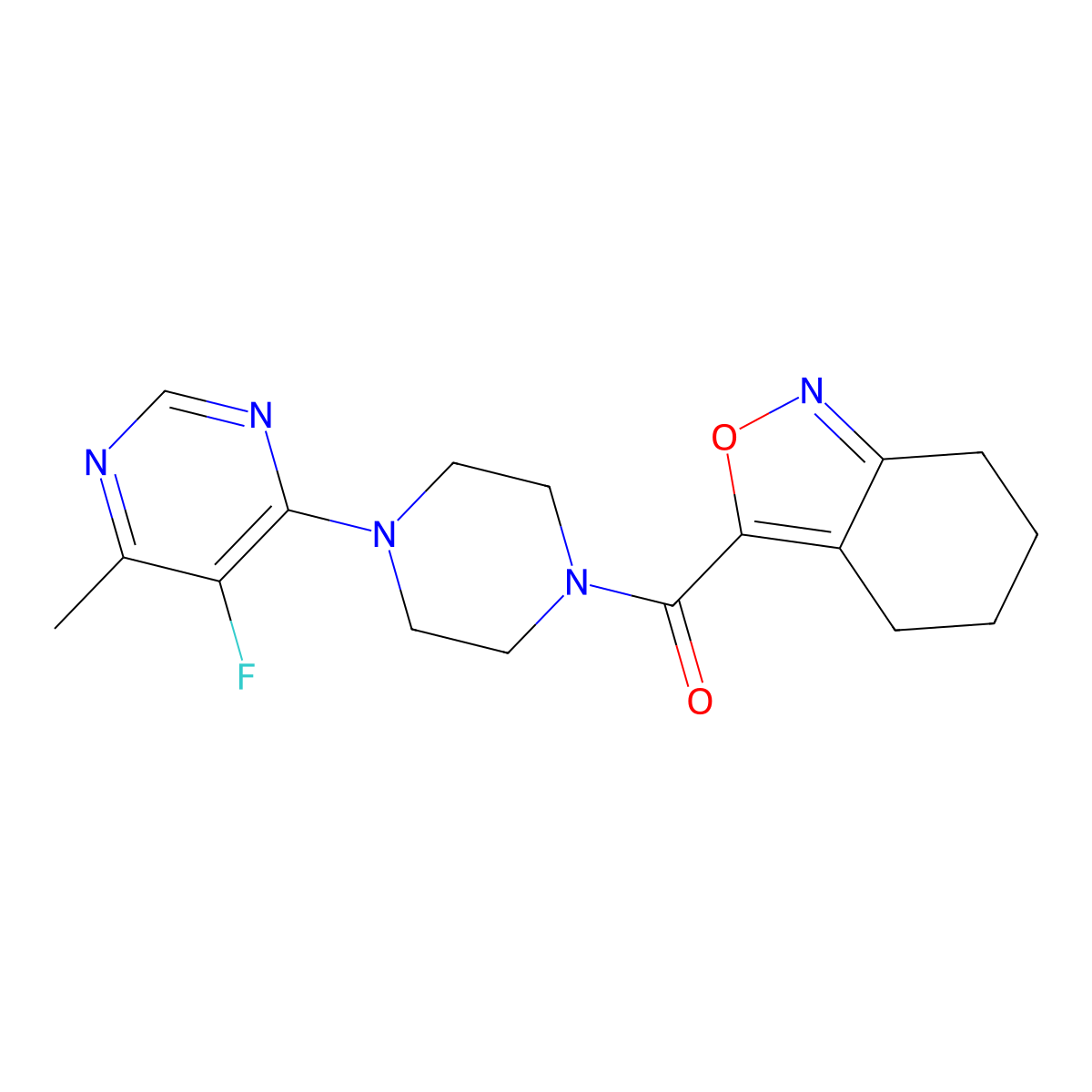 3-[4-(5-Fluoro-6-methylpyrimidin-4-yl)piperazine-1-carbonyl]-4,5,6,7-tetrahydro-2,1-benzoxazole molecular structure, CAS 2380173-08-8