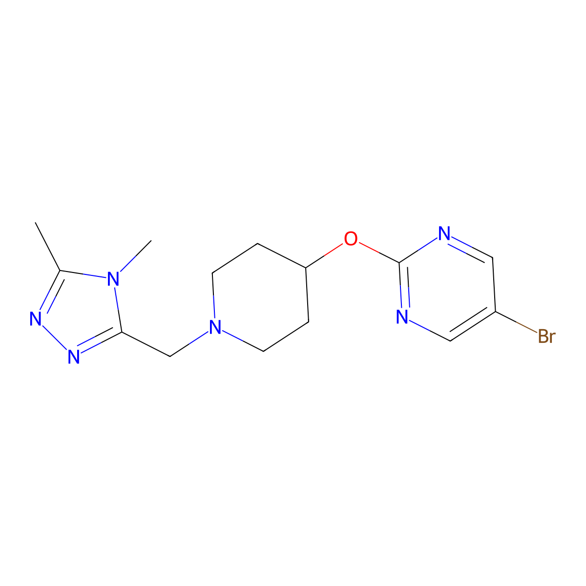 5-bromo-2-({1-[(4,5-dimethyl-4H-1,2,4-triazol-3-yl)methyl]piperidin-4-yl}oxy)pyrimidine molecular structure, CAS 2380173-10-2