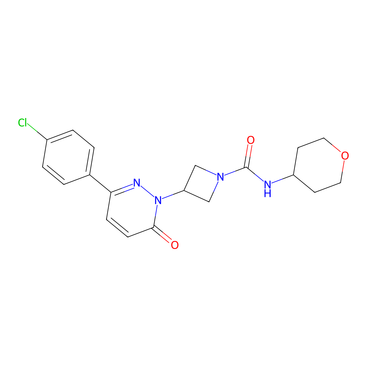 3-[3-(4-chlorophenyl)-6-oxo-1,6-dihydropyridazin-1-yl]-N-(oxan-4-yl)azetidine-1-carboxamide molecular structure, CAS 2380173-14-6