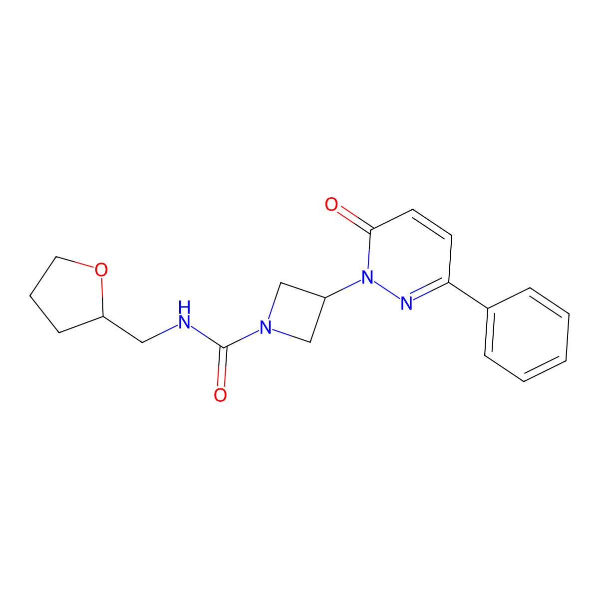 3-(6-oxo-3-phenyl-1,6-dihydropyridazin-1-yl)-N-[(oxolan-2-yl)methyl]azetidine-1-carboxamide molecular structure, CAS 2380173-19-1
