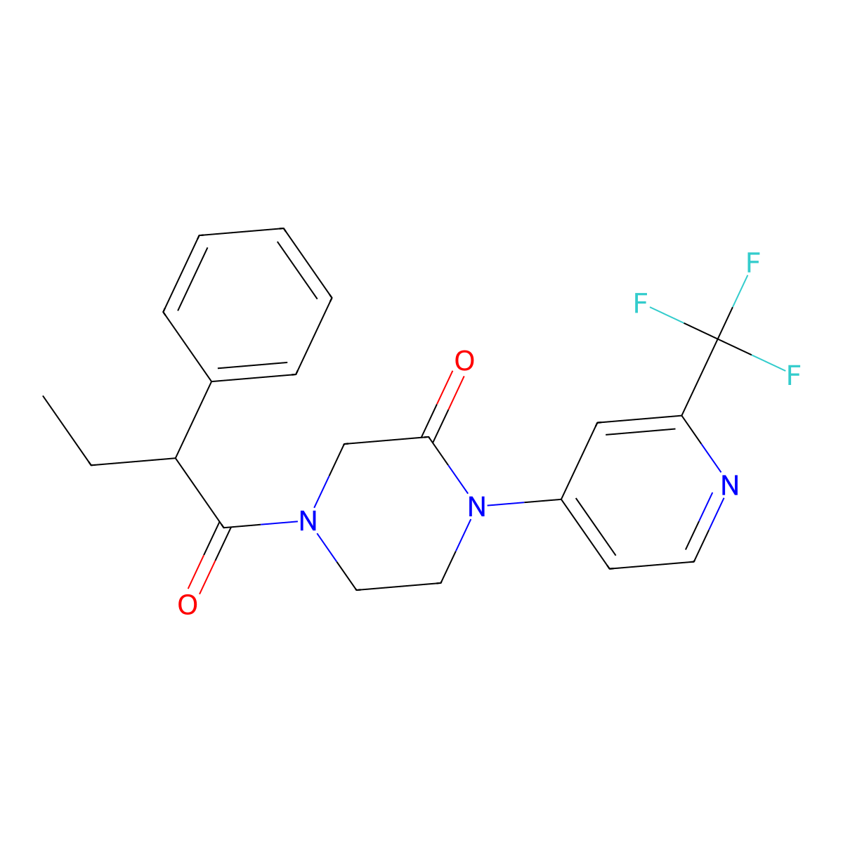 4-(2-Phenylbutanoyl)-1-[2-(trifluoromethyl)pyridin-4-yl]piperazin-2-one molecular structure, CAS 2380173-20-4