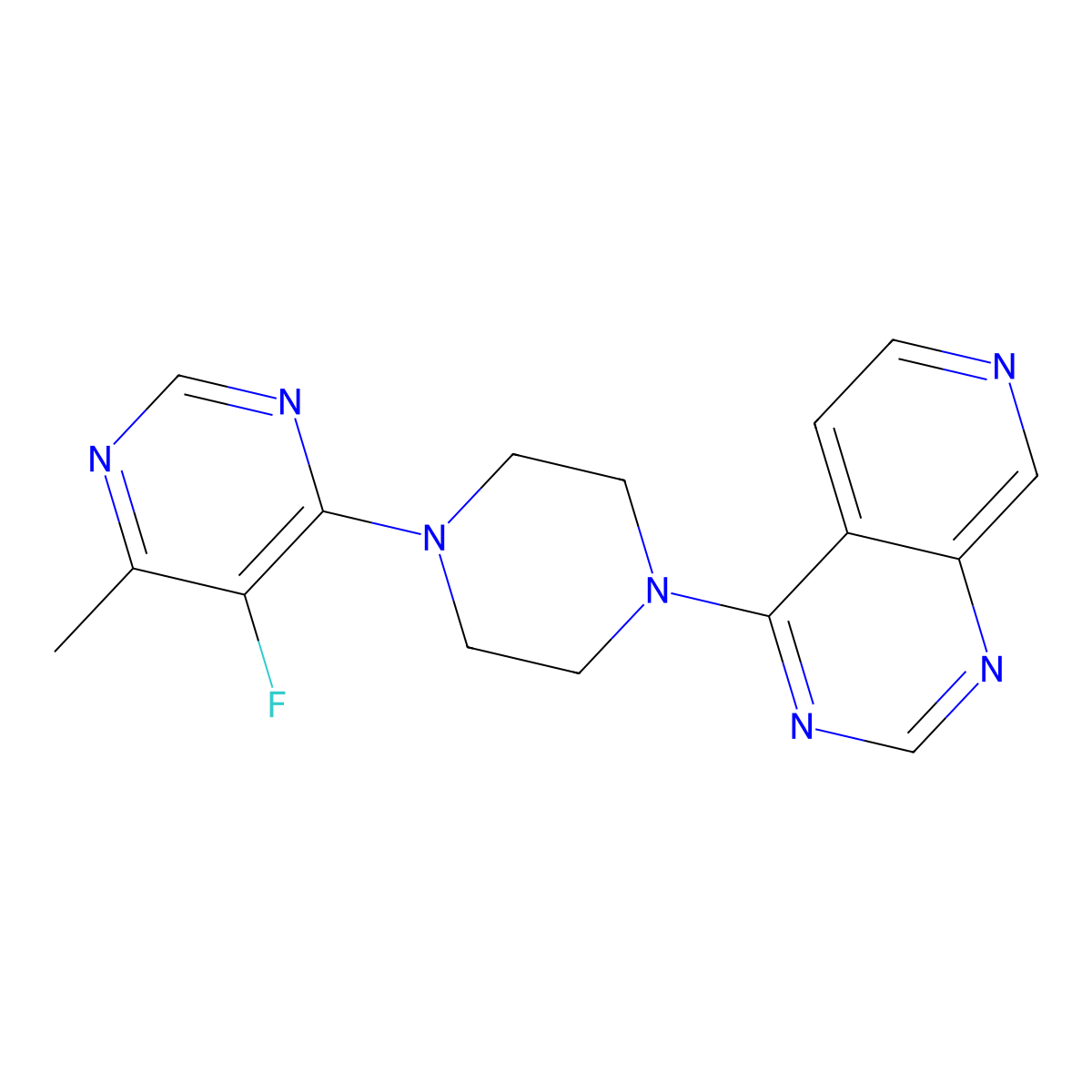5-Fluoro-4-methyl-6-(4-{pyrido[3,4-d]pyrimidin-4-yl}piperazin-1-yl)pyrimidine molecular structure, CAS 2380173-22-6