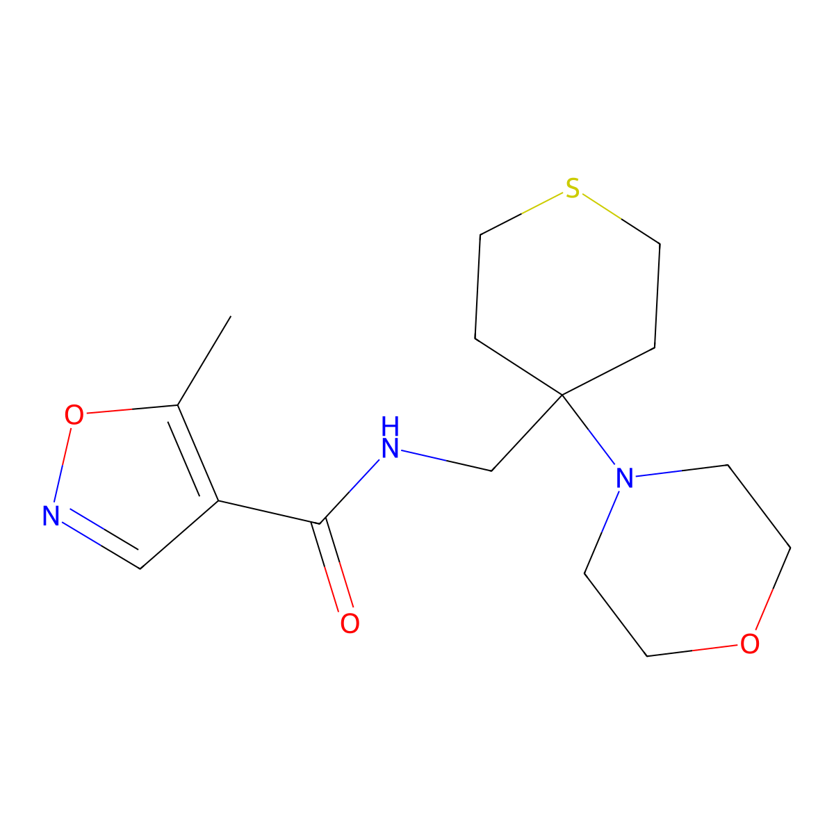 5-methyl-N-{[4-(morpholin-4-yl)thian-4-yl]methyl}-1,2-oxazole-4-carboxamide molecular structure, CAS 2380173-23-7