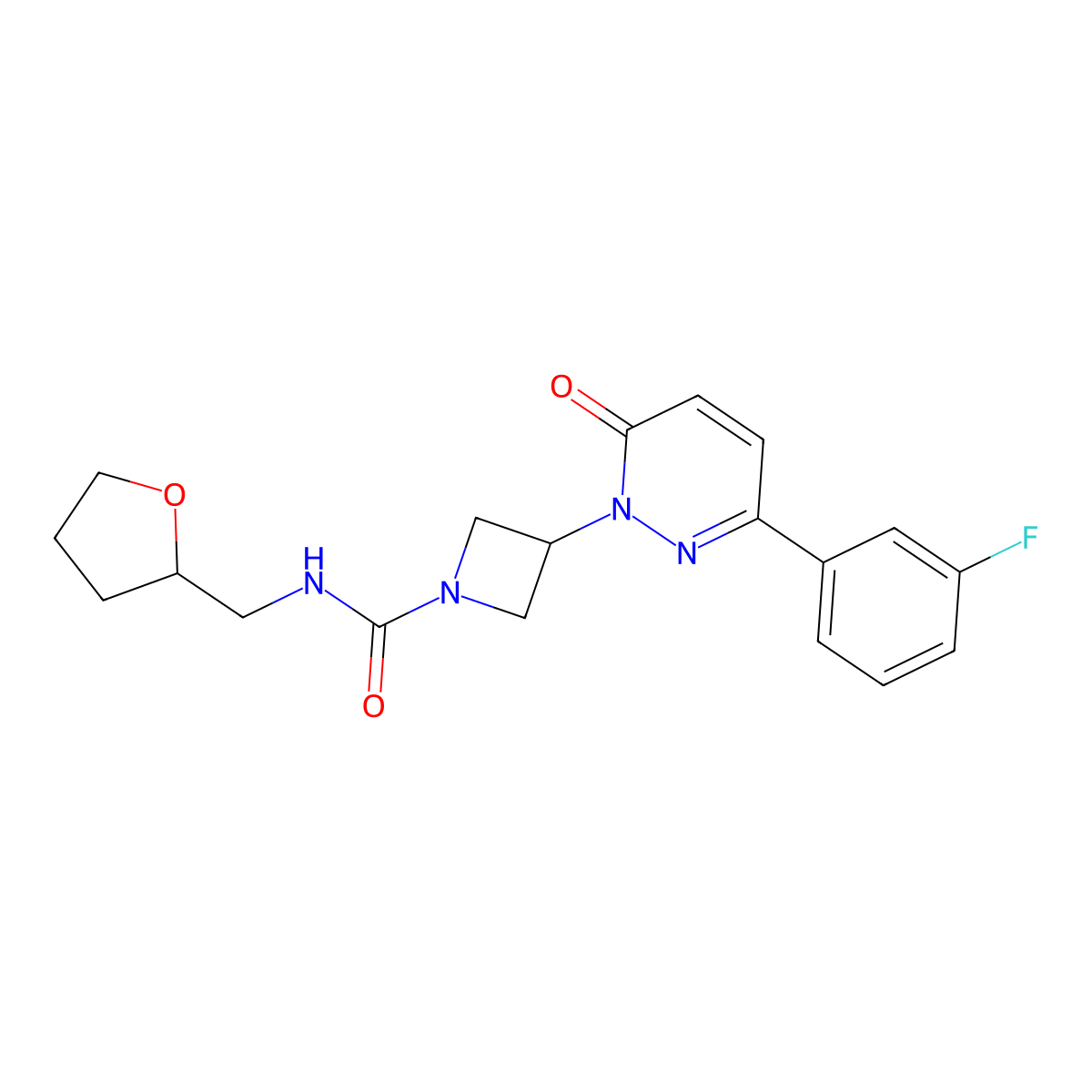 3-[3-(3-fluorophenyl)-6-oxo-1,6-dihydropyridazin-1-yl]-N-[(oxolan-2-yl)methyl]azetidine-1-carboxamide molecular structure, CAS 2380173-29-3