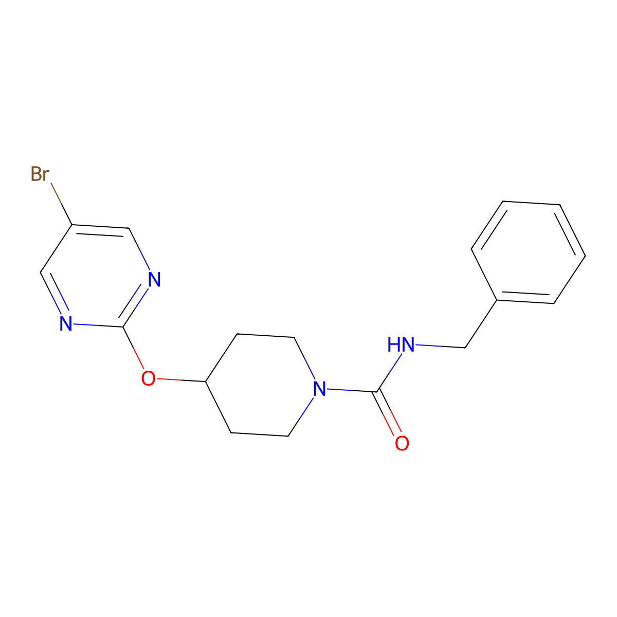 N-benzyl-4-[(5-bromopyrimidin-2-yl)oxy]piperidine-1-carboxamide molecular structure, CAS 2380173-30-6