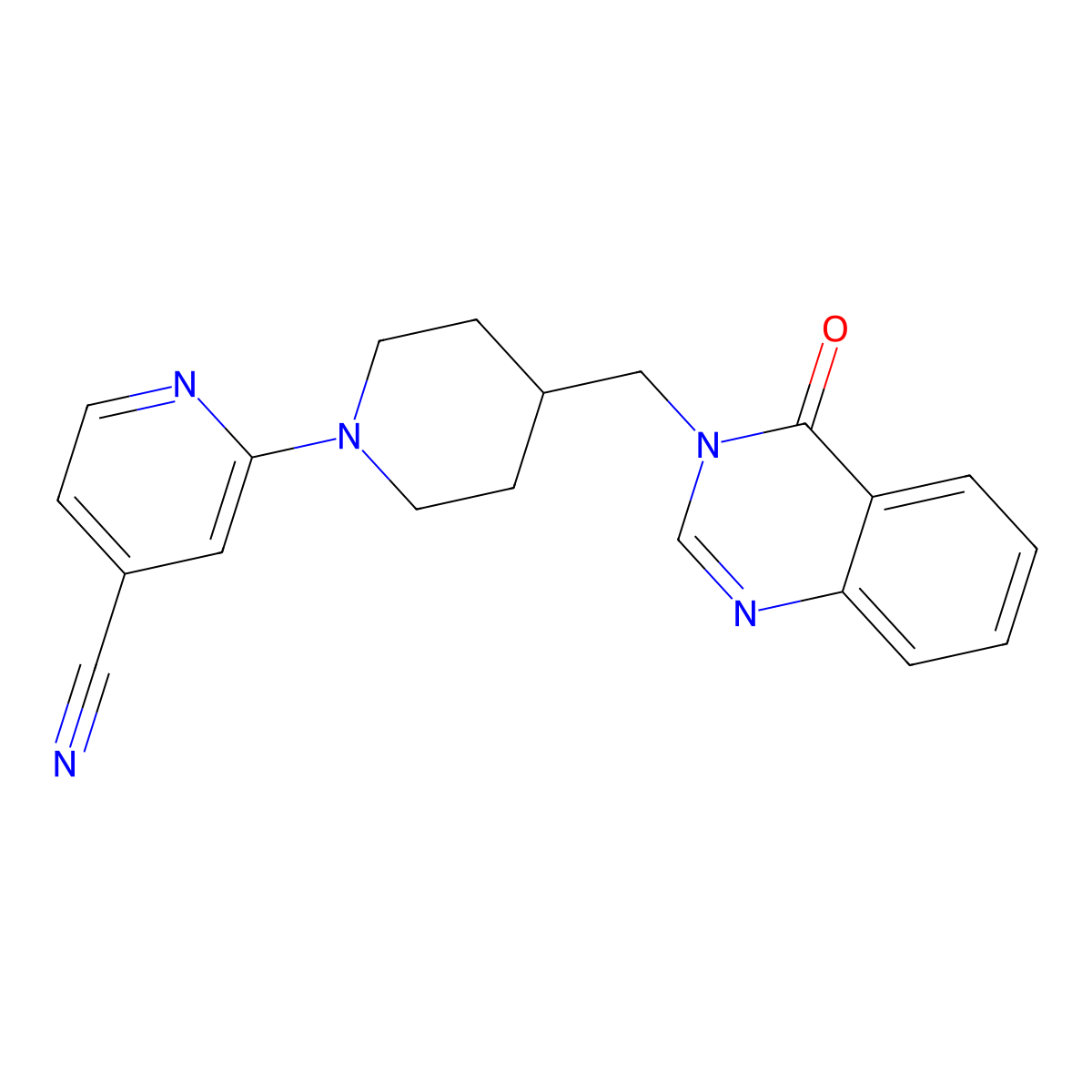 2-{4-[(4-Oxo-3,4-dihydroquinazolin-3-yl)methyl]piperidin-1-yl}pyridine-4-carbonitrile molecular structure, CAS 2380173-36-2