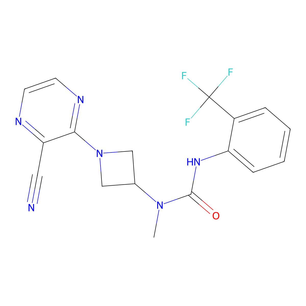 3-[1-(3-Cyanopyrazin-2-yl)azetidin-3-yl]-3-methyl-1-[2-(trifluoromethyl)phenyl]urea molecular structure, CAS 2380173-43-1