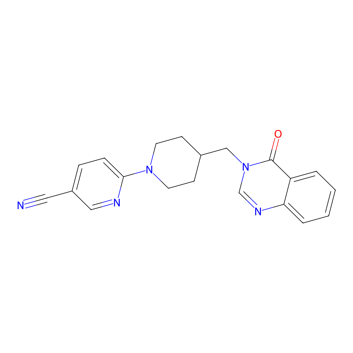 6-{4-[(4-Oxo-3,4-dihydroquinazolin-3-yl)methyl]piperidin-1-yl}pyridine-3-carbonitrile molecular structure, CAS 2380173-44-2