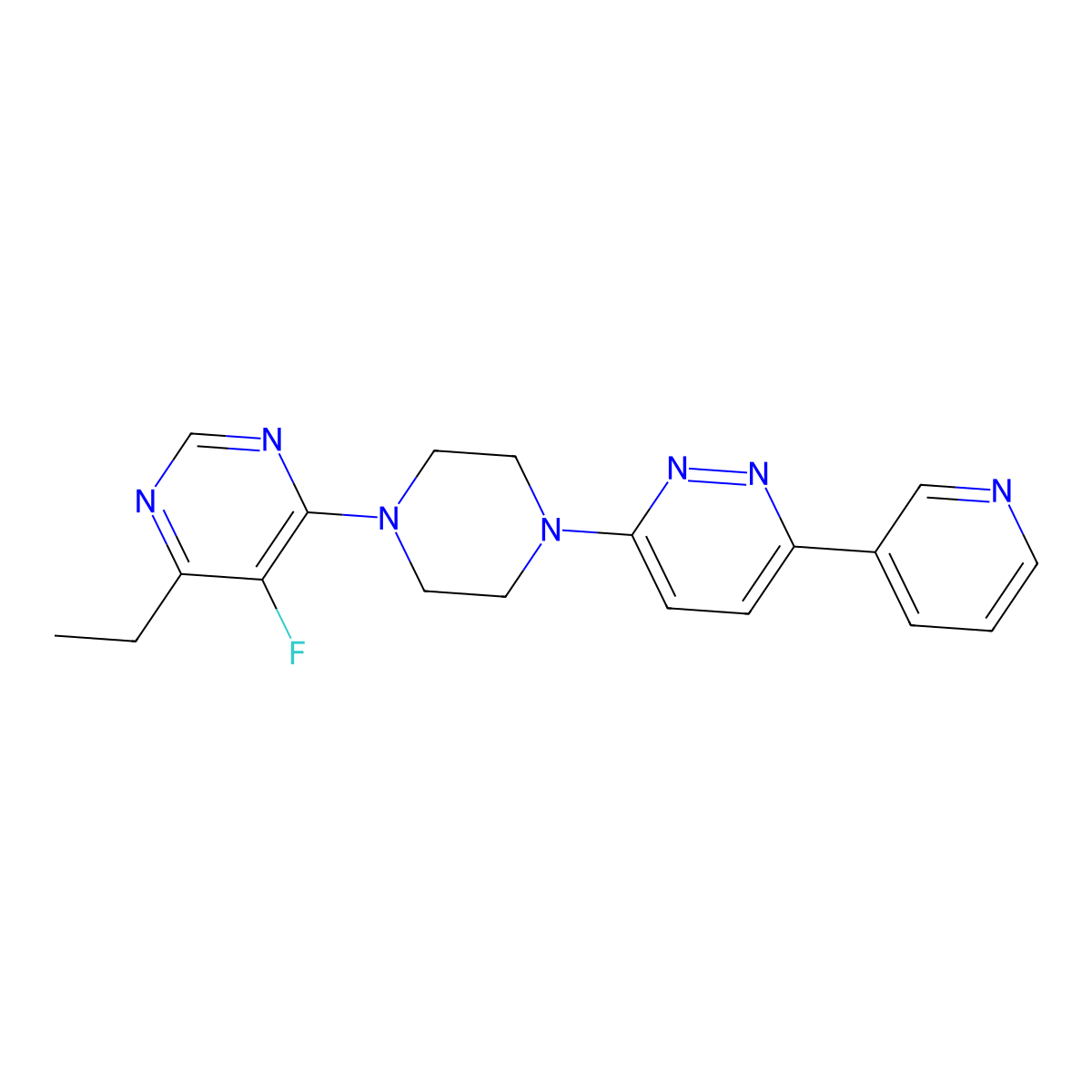 4-Ethyl-5-fluoro-6-{4-[6-(pyridin-3-yl)pyridazin-3-yl]piperazin-1-yl}pyrimidine molecular structure, CAS 2380173-47-5
