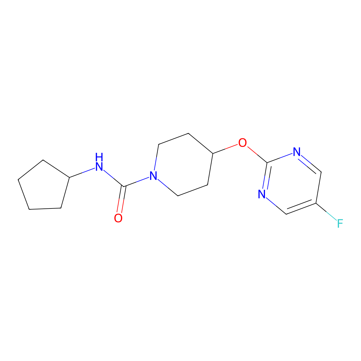 N-cyclopentyl-4-[(5-fluoropyrimidin-2-yl)oxy]piperidine-1-carboxamide molecular structure, CAS 2380173-51-1