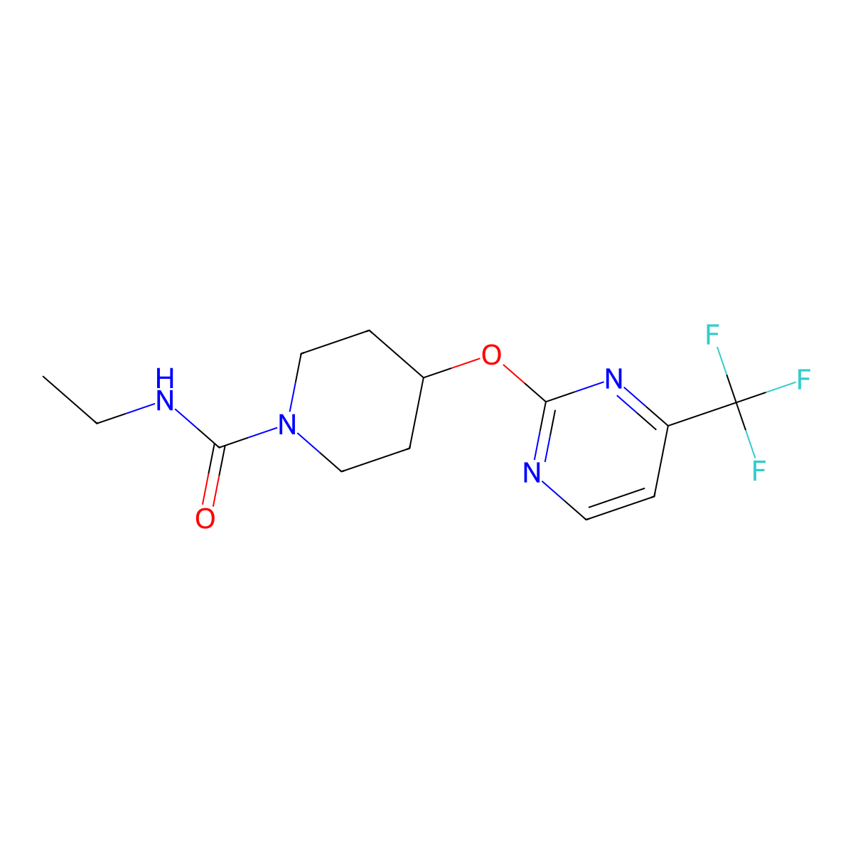 N-ethyl-4-{[4-(trifluoromethyl)pyrimidin-2-yl]oxy}piperidine-1-carboxamide molecular structure, CAS 2380173-58-8