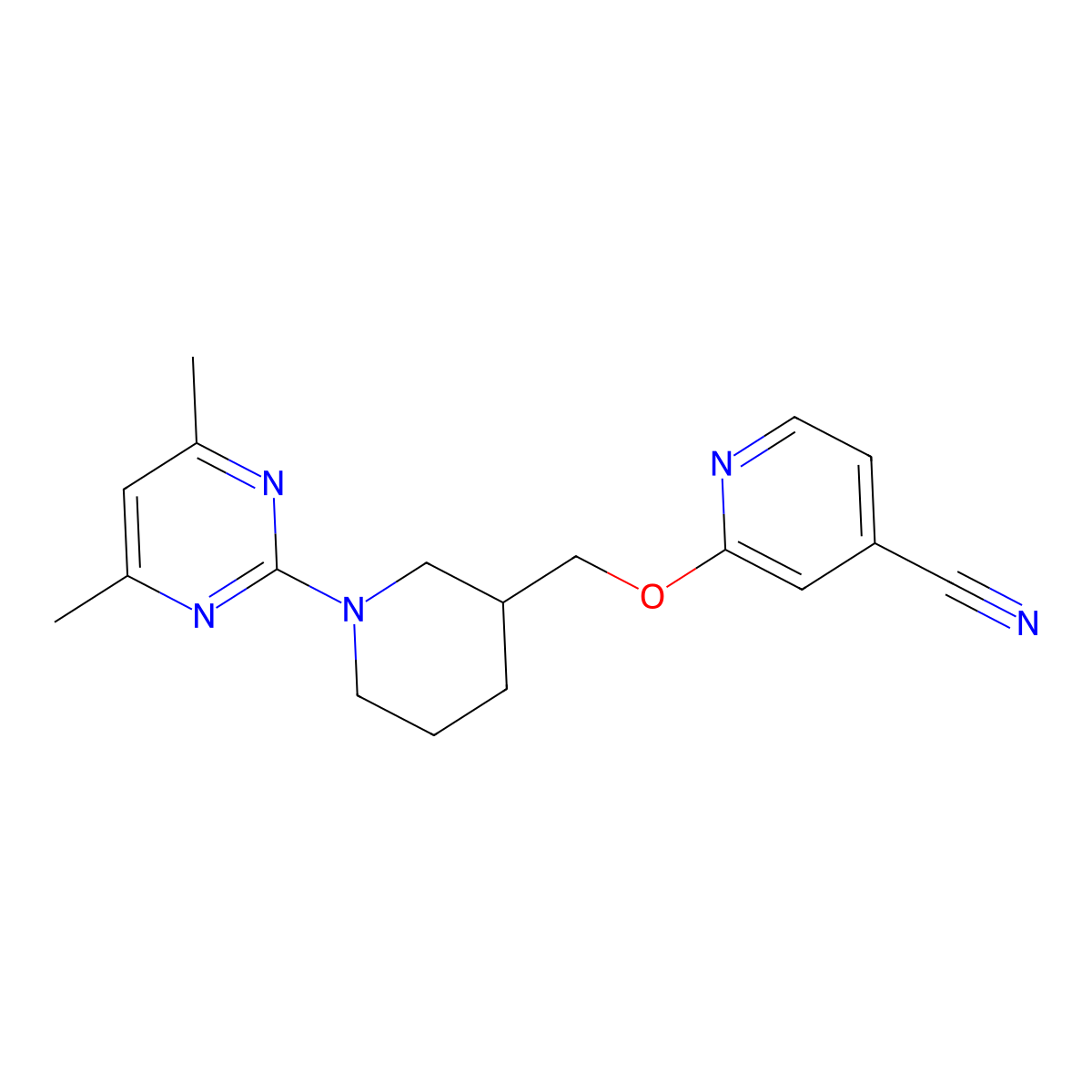 2-{[1-(4,6-Dimethylpyrimidin-2-yl)piperidin-3-yl]methoxy}pyridine-4-carbonitrile molecular structure, CAS 2380173-60-2