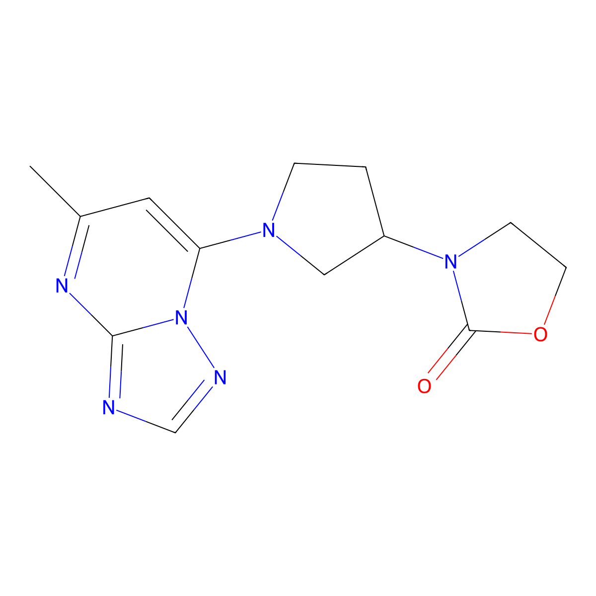 3-(1-{5-Methyl-[1,2,4]triazolo[1,5-a]pyrimidin-7-yl}pyrrolidin-3-yl)-1,3-oxazolidin-2-one molecular structure, CAS 2380173-61-3