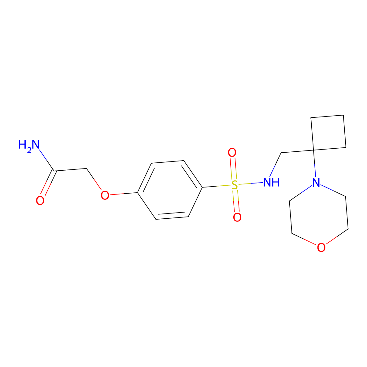 2-[4-({[1-(Morpholin-4-yl)cyclobutyl]methyl}sulfamoyl)phenoxy]acetamide molecular structure, CAS 2380173-63-5