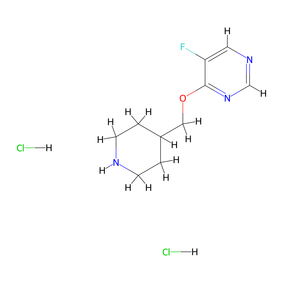5-Fluoro-4-[(piperidin-4-yl)methoxy]pyrimidine dihydrochloride molecular structure, CAS 2380173-69-1