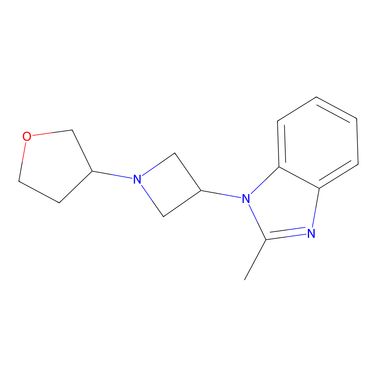 2-methyl-1-[1-(oxolan-3-yl)azetidin-3-yl]-1H-1,3-benzodiazole molecular structure, CAS 2380173-70-4