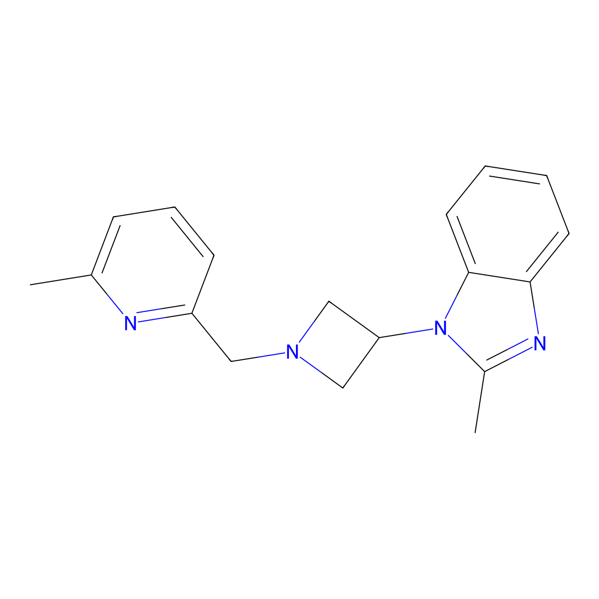 2-methyl-1-{1-[(6-methylpyridin-2-yl)methyl]azetidin-3-yl}-1H-1,3-benzodiazole molecular structure, CAS 2380173-71-5