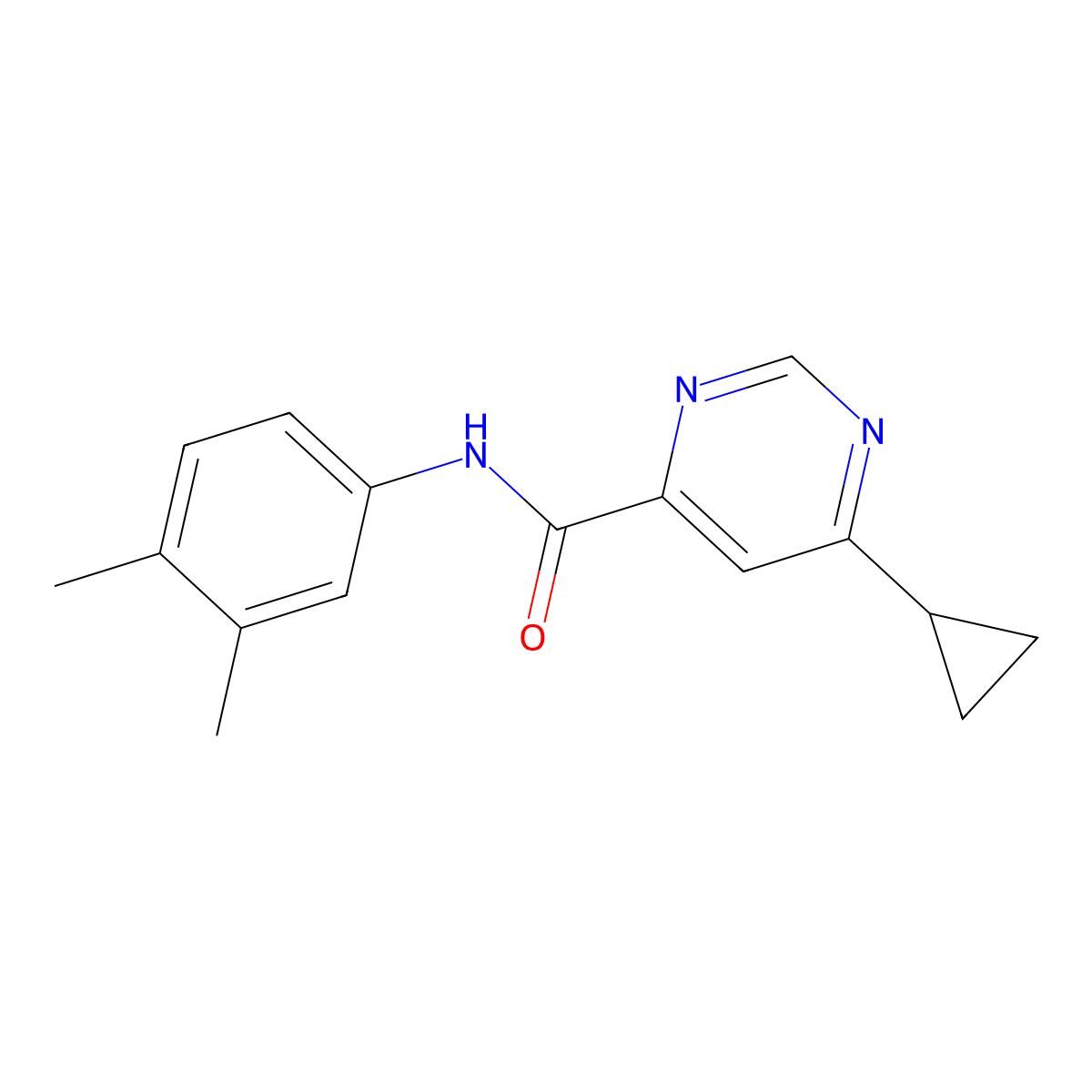 6-Cyclopropyl-N-(3,4-dimethylphenyl)pyrimidine-4-carboxamide molecular structure, CAS 2380173-72-6