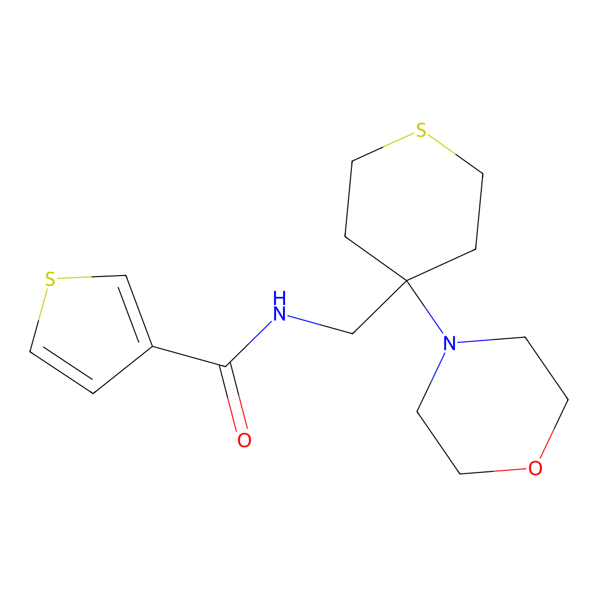 N-{[4-(morpholin-4-yl)thian-4-yl]methyl}thiophene-3-carboxamide molecular structure, CAS 2380173-75-9