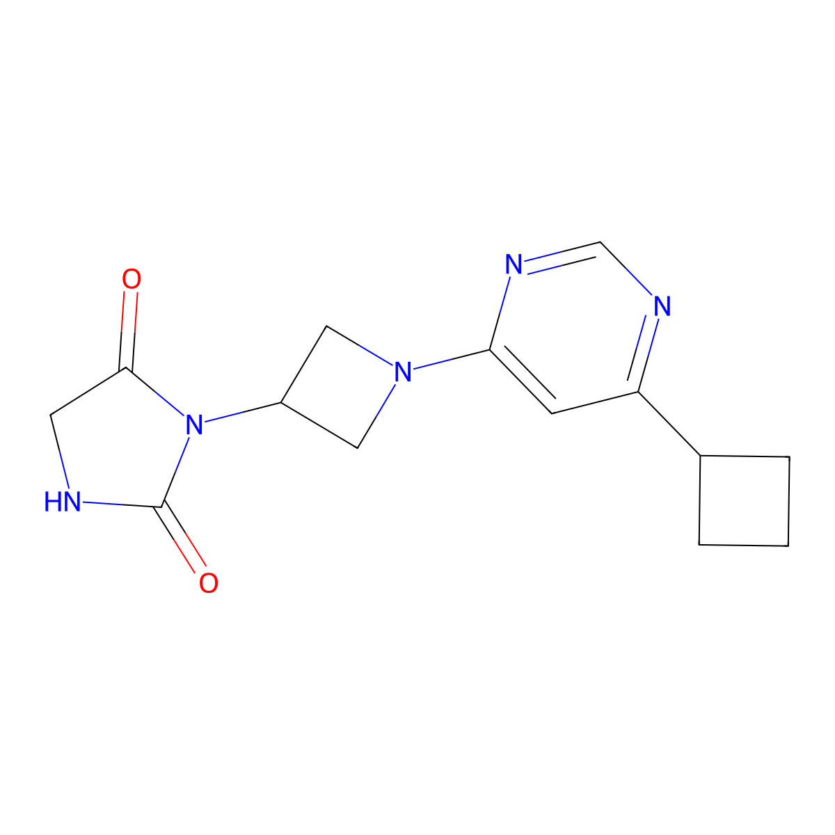 3-[1-(6-Cyclobutylpyrimidin-4-yl)azetidin-3-yl]imidazolidine-2,4-dione molecular structure, CAS 2380173-77-1