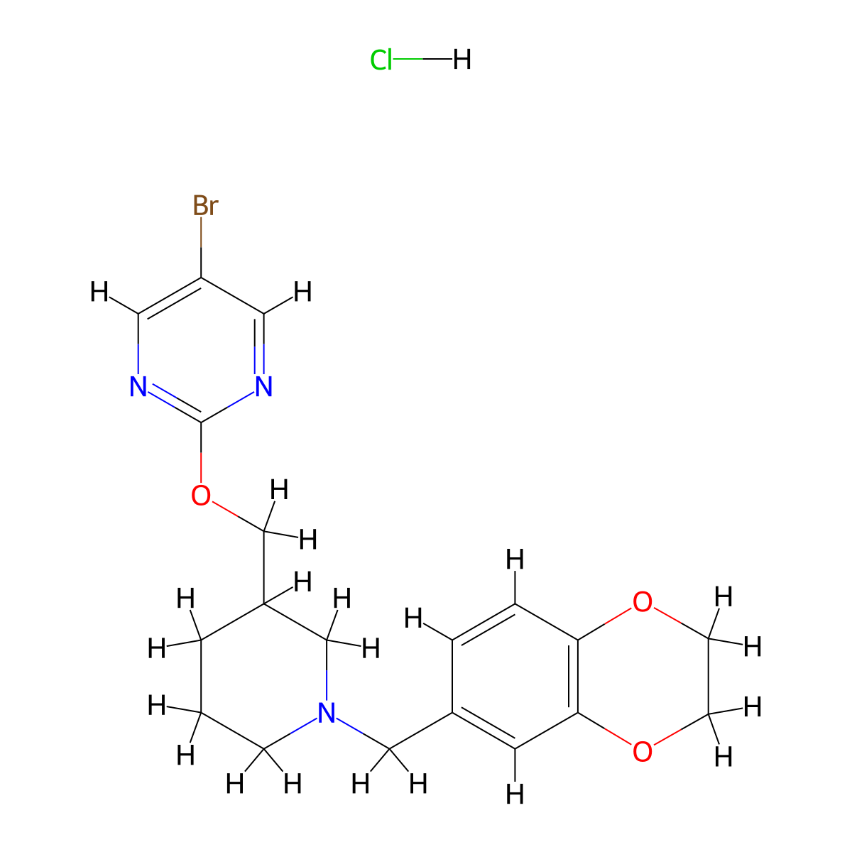 5-Bromo-2-({1-[(2,3-dihydro-1,4-benzodioxin-6-yl)methyl]piperidin-3-yl}methoxy)pyrimidine hydrochloride molecular structure, CAS 2380173-80-6