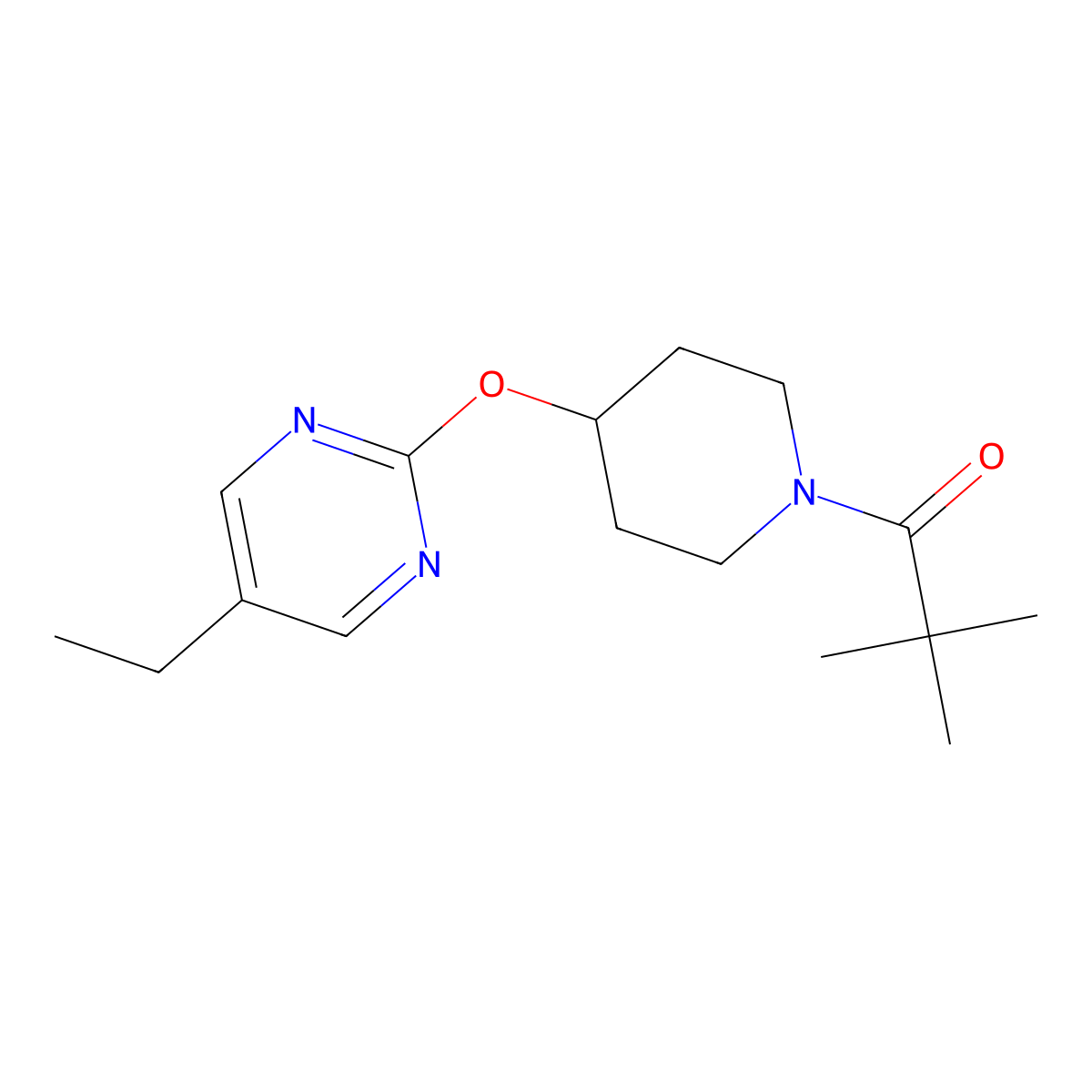 1-{4-[(5-Ethylpyrimidin-2-yl)oxy]piperidin-1-yl}-2,2-dimethylpropan-1-one molecular structure, CAS 2380173-83-9