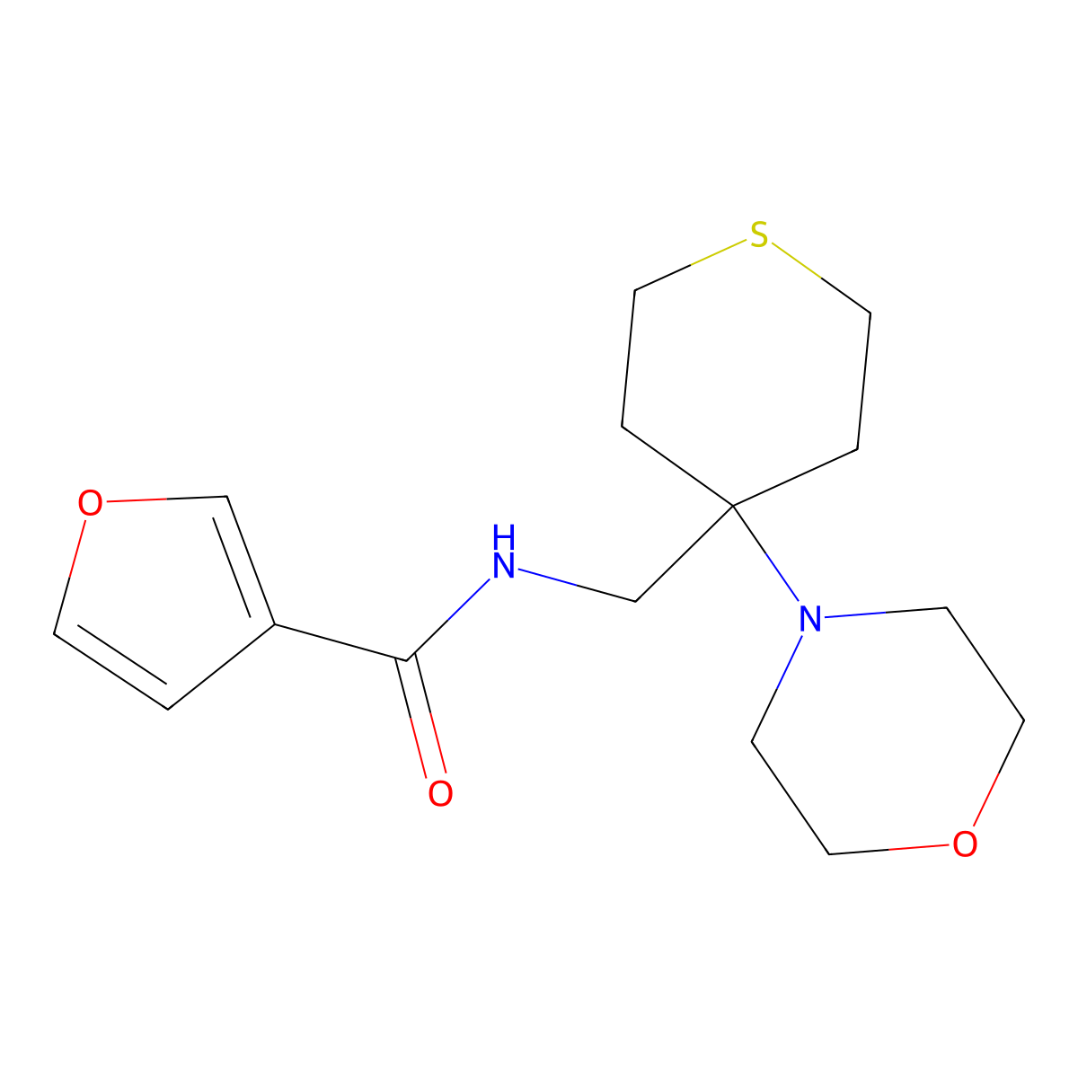 N-{[4-(morpholin-4-yl)thian-4-yl]methyl}furan-3-carboxamide molecular structure, CAS 2380173-85-1