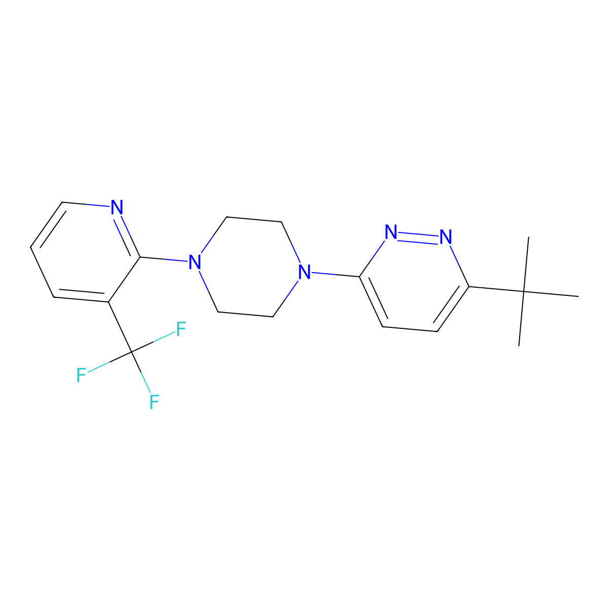 3-Tert-butyl-6-{4-[3-(trifluoromethyl)pyridin-2-yl]piperazin-1-yl}pyridazine molecular structure, CAS 2380173-89-5