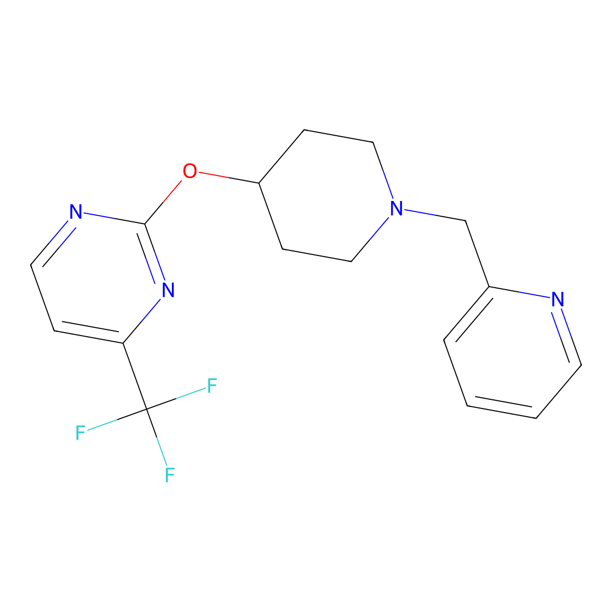 2-({1-[(Pyridin-2-yl)methyl]piperidin-4-yl}oxy)-4-(trifluoromethyl)pyrimidine molecular structure, CAS 2380173-91-9