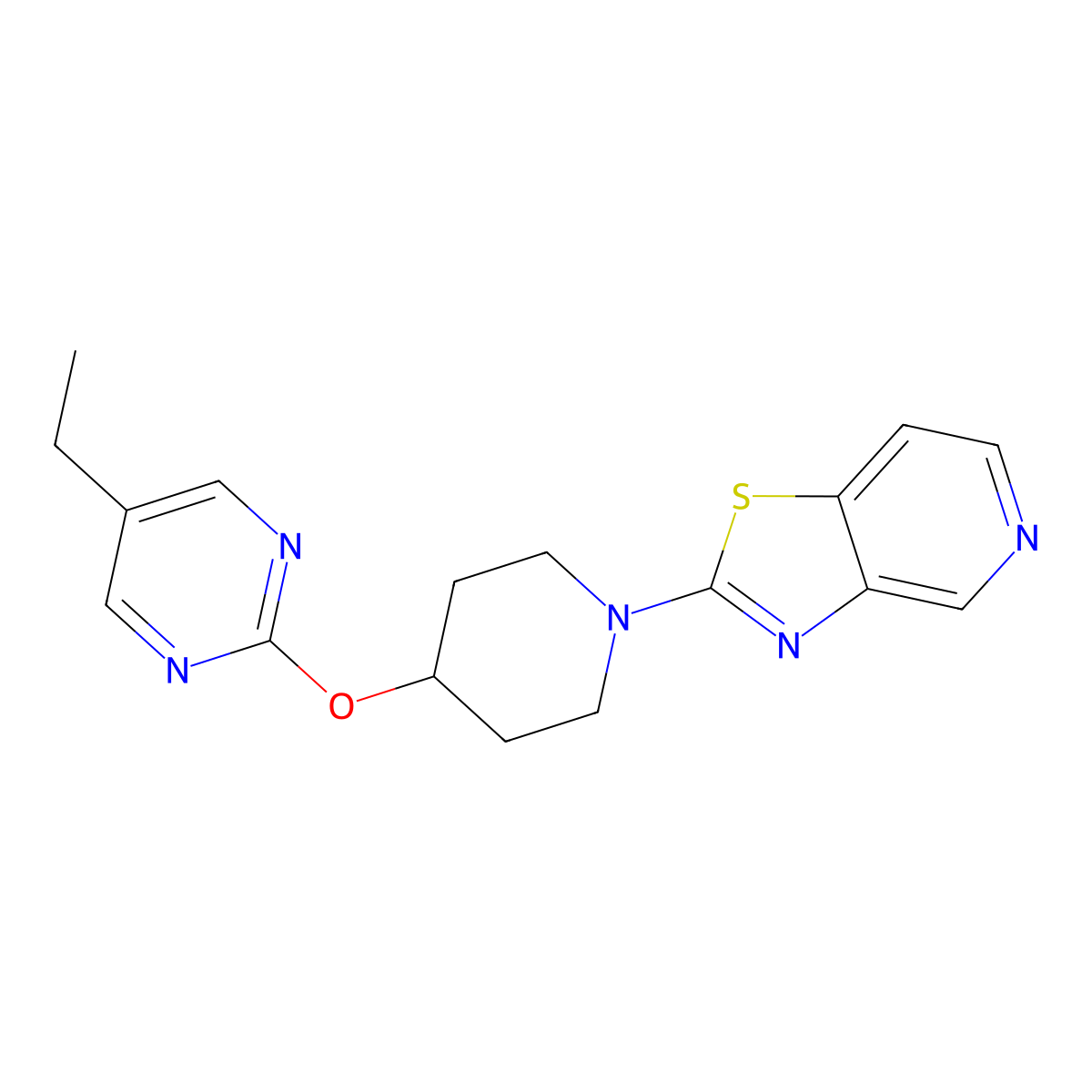 5-Ethyl-2-[(1-{[1,3]thiazolo[4,5-c]pyridin-2-yl}piperidin-4-yl)oxy]pyrimidine molecular structure, CAS 2380173-94-2