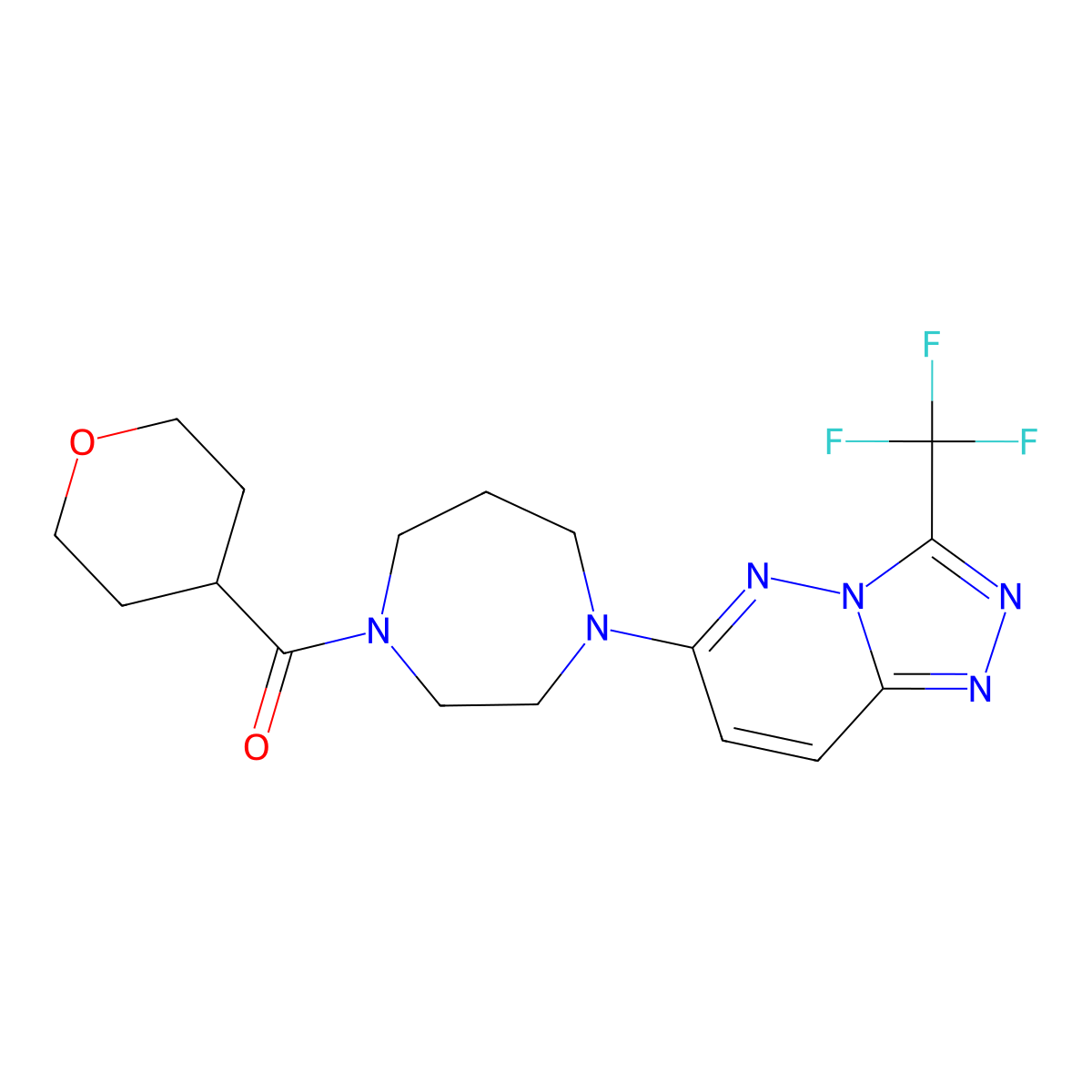 1-(Oxane-4-carbonyl)-4-[3-(trifluoromethyl)-[1,2,4]triazolo[4,3-b]pyridazin-6-yl]-1,4-diazepane molecular structure, CAS 2380173-95-3