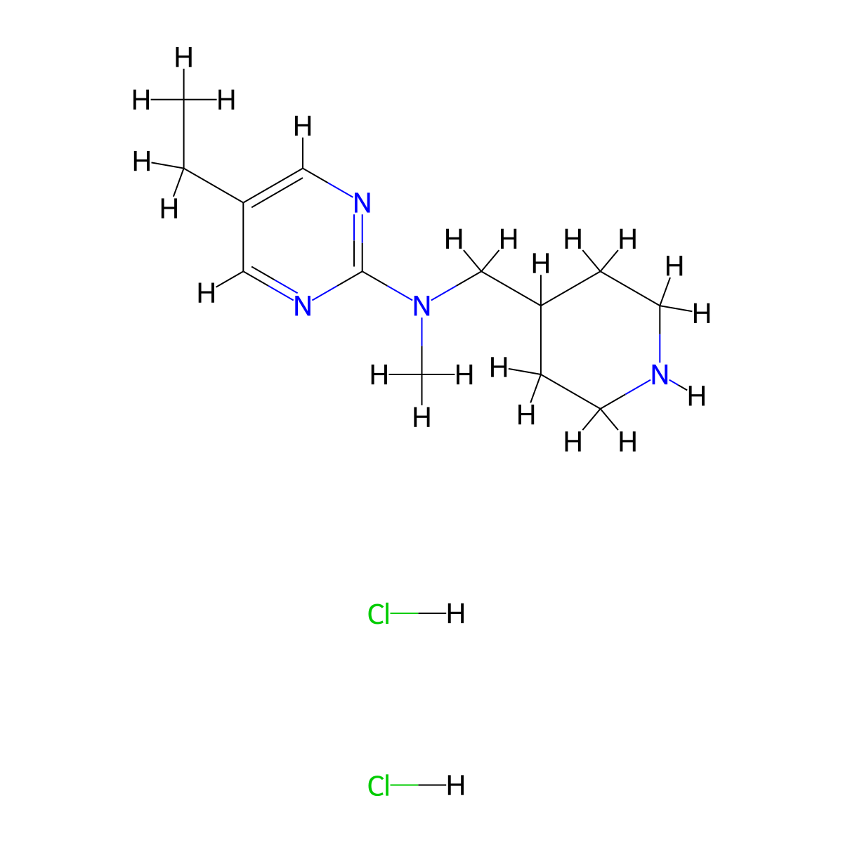 5-ethyl-N-methyl-N-[(piperidin-4-yl)methyl]pyrimidin-2-amine dihydrochloride molecular structure, CAS 2380173-96-4