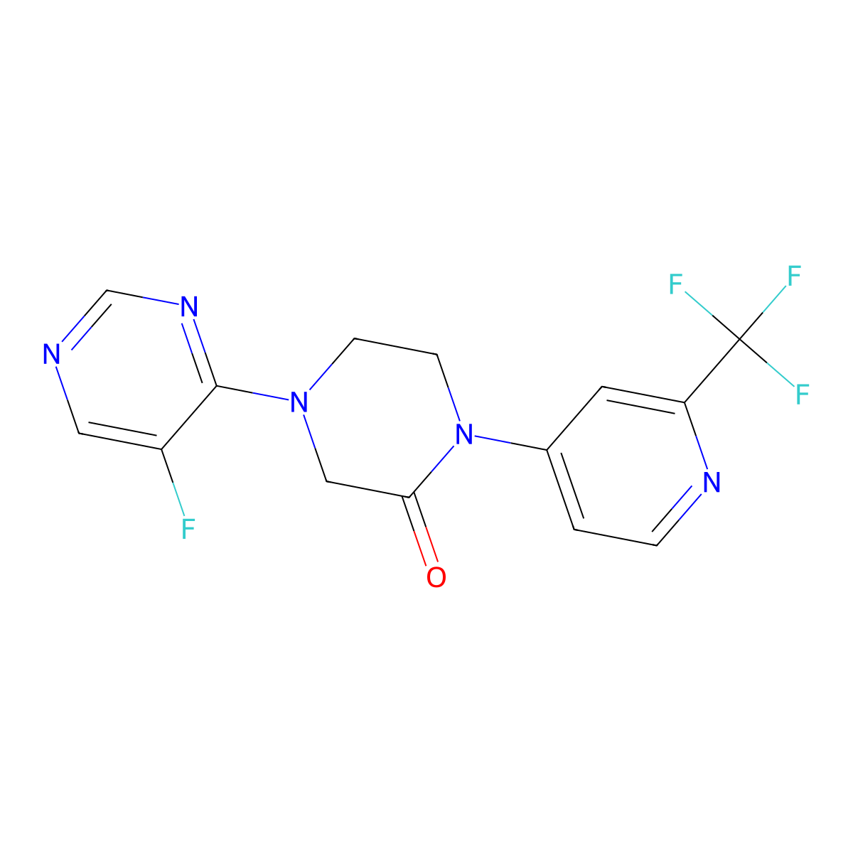 4-(5-Fluoropyrimidin-4-yl)-1-[2-(trifluoromethyl)pyridin-4-yl]piperazin-2-one molecular structure, CAS 2380173-98-6