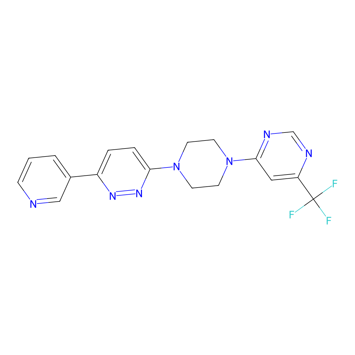 3-(Pyridin-3-yl)-6-{4-[6-(trifluoromethyl)pyrimidin-4-yl]piperazin-1-yl}pyridazine molecular structure, CAS 2380173-99-7
