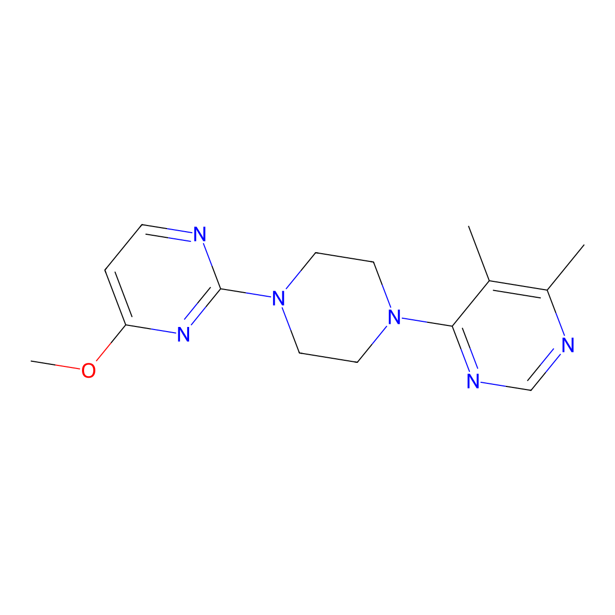 4-[4-(4-Methoxypyrimidin-2-yl)piperazin-1-yl]-5,6-dimethylpyrimidine molecular structure, CAS 2380174-00-3