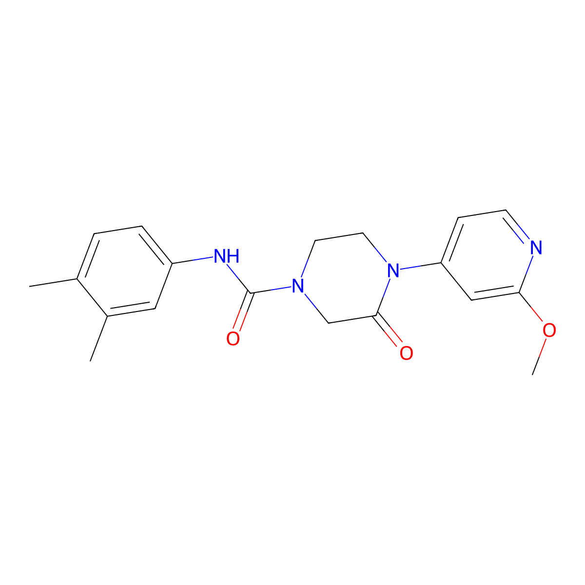 N-(3,4-Dimethylphenyl)-4-(2-methoxypyridin-4-yl)-3-oxopiperazine-1-carboxamide molecular structure, CAS 2380174-01-4