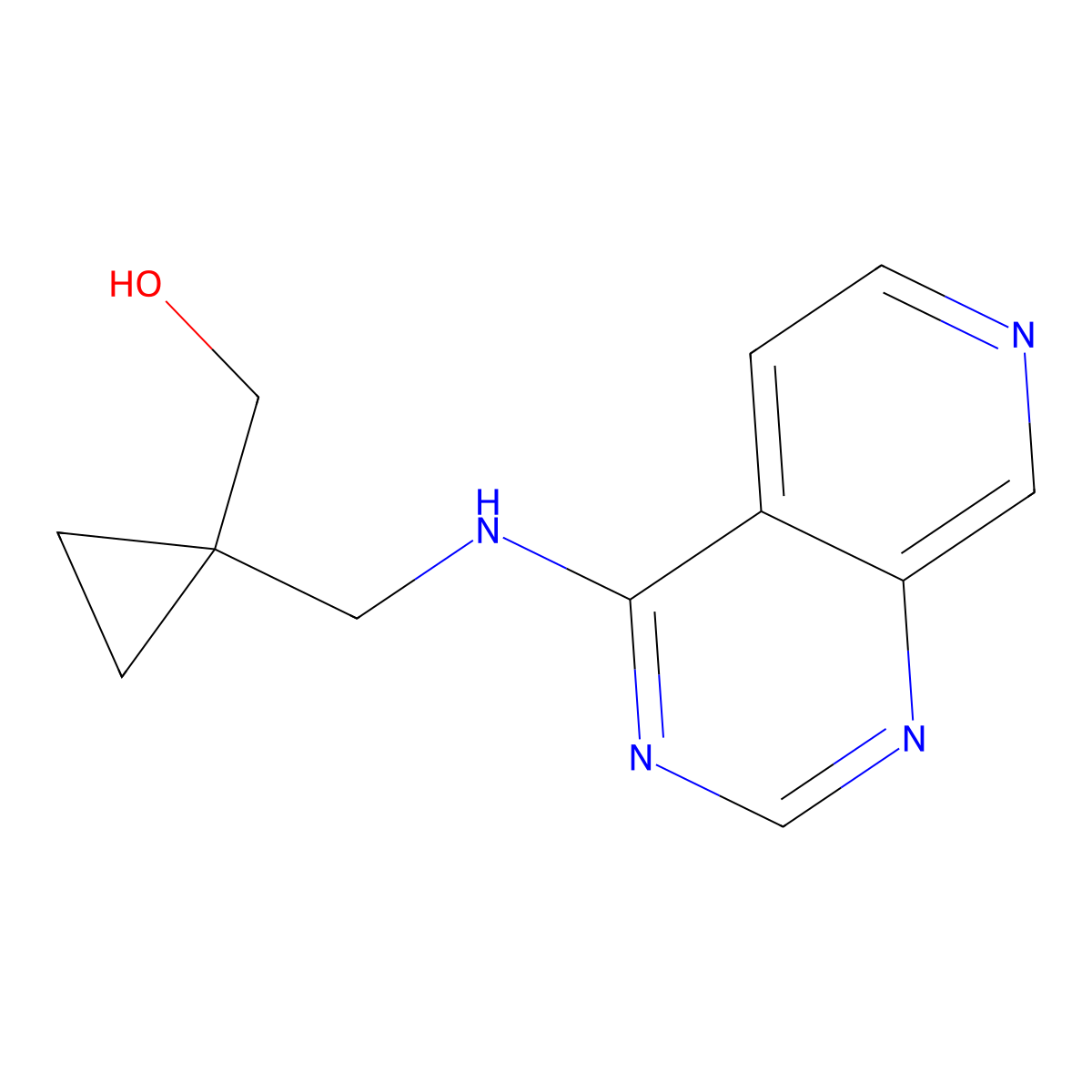 {1-[({Pyrido[3,4-d]pyrimidin-4-yl}amino)methyl]cyclopropyl}methanol molecular structure, CAS 2380174-04-7