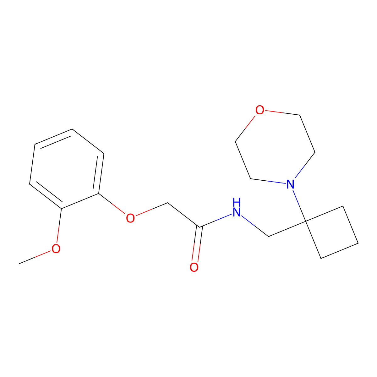 2-(2-methoxyphenoxy)-N-{[1-(morpholin-4-yl)cyclobutyl]methyl}acetamide molecular structure, CAS 2380174-08-1