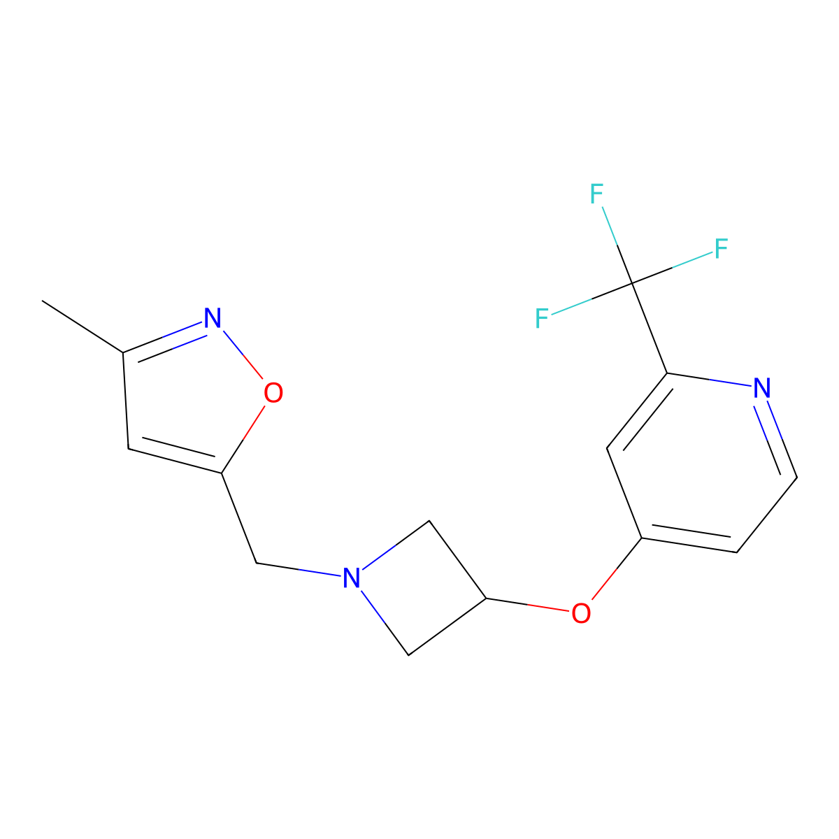 4-({1-[(3-Methyl-1,2-oxazol-5-yl)methyl]azetidin-3-yl}oxy)-2-(trifluoromethyl)pyridine molecular structure, CAS 2380174-09-2